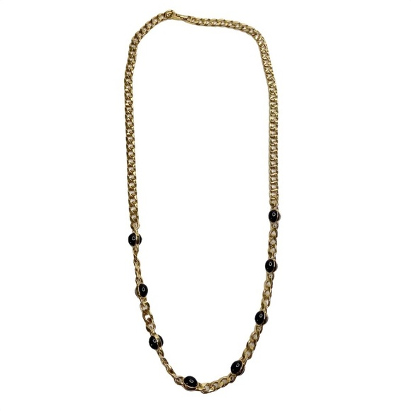 Monet Gold Tone Thick Chain Black Bead Necklace - Picture 8 of 8